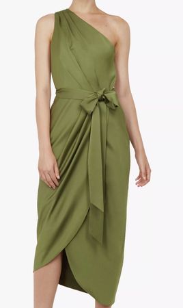 Ted Baker Kleid (One-Shoulder, olivgrün, Gr. 3)