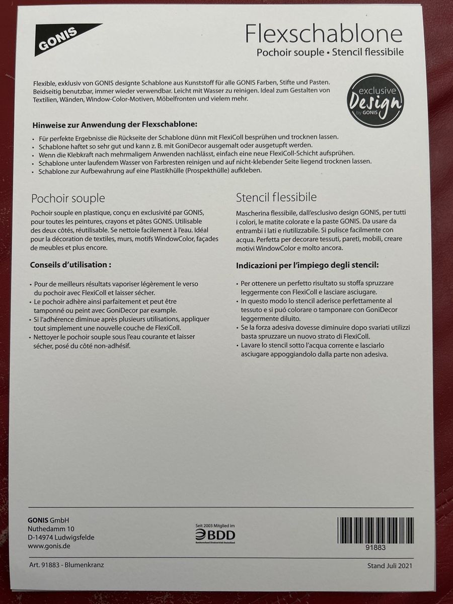 Schablonen: Gonis, Flexschablone A4, Blumenkranz – Neu (gemäss Beschreibung) aus Uffikon von Gismj 1