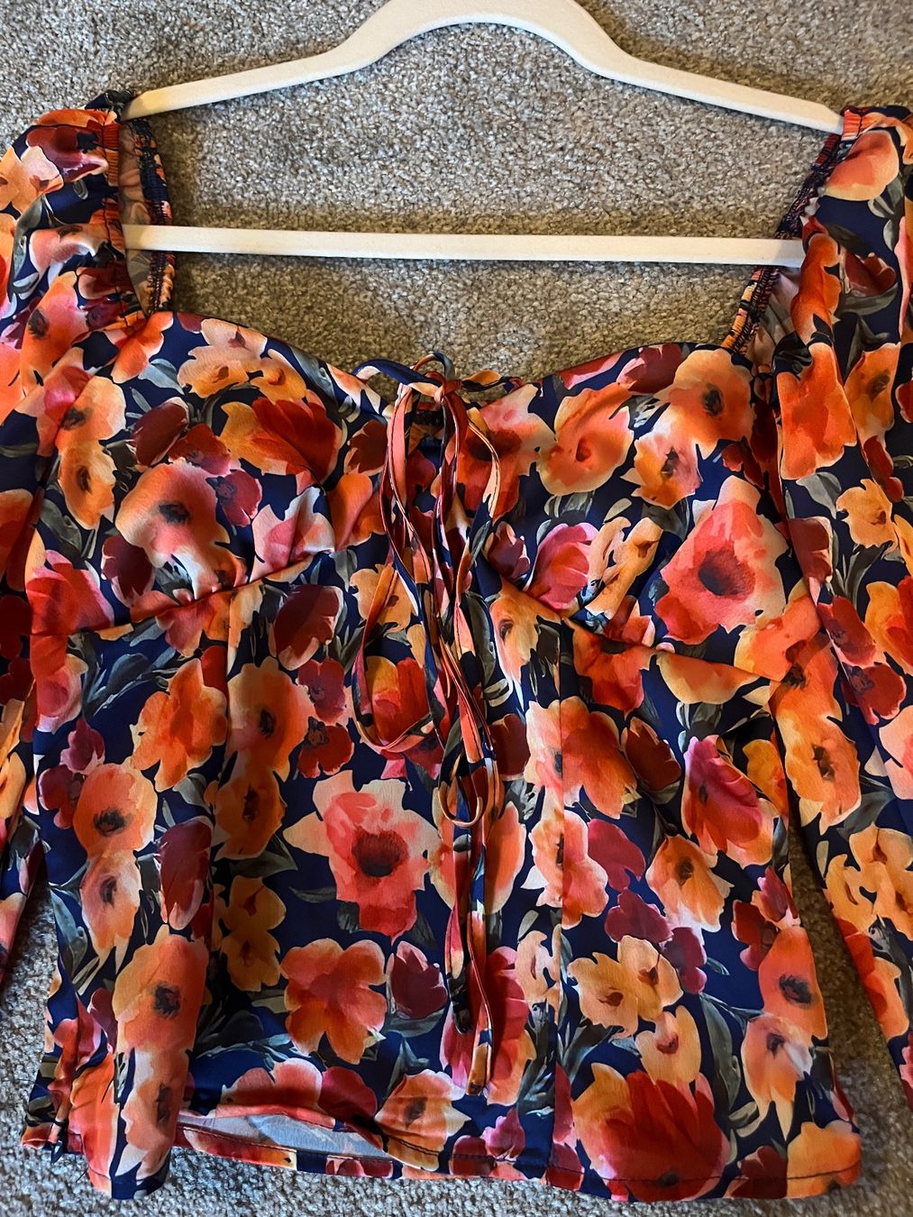 Camicette: NEU Bluse mit Blumenmuster, Orange/blau, Grösse 36/S – Nuovo (secondo la descrizione) da Kriessern venduto da loolah 2