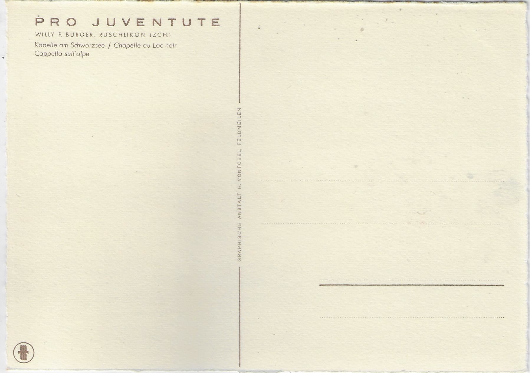 Cartoline postali: Kapelle am Schwarzsee - Pro Juventute – Usato da Ettingen venduto da Kartenplanet 1