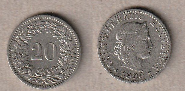 Tutti le monete: 20 Rappen 1900 – Usato da Allschwil venduto da Coinfreak