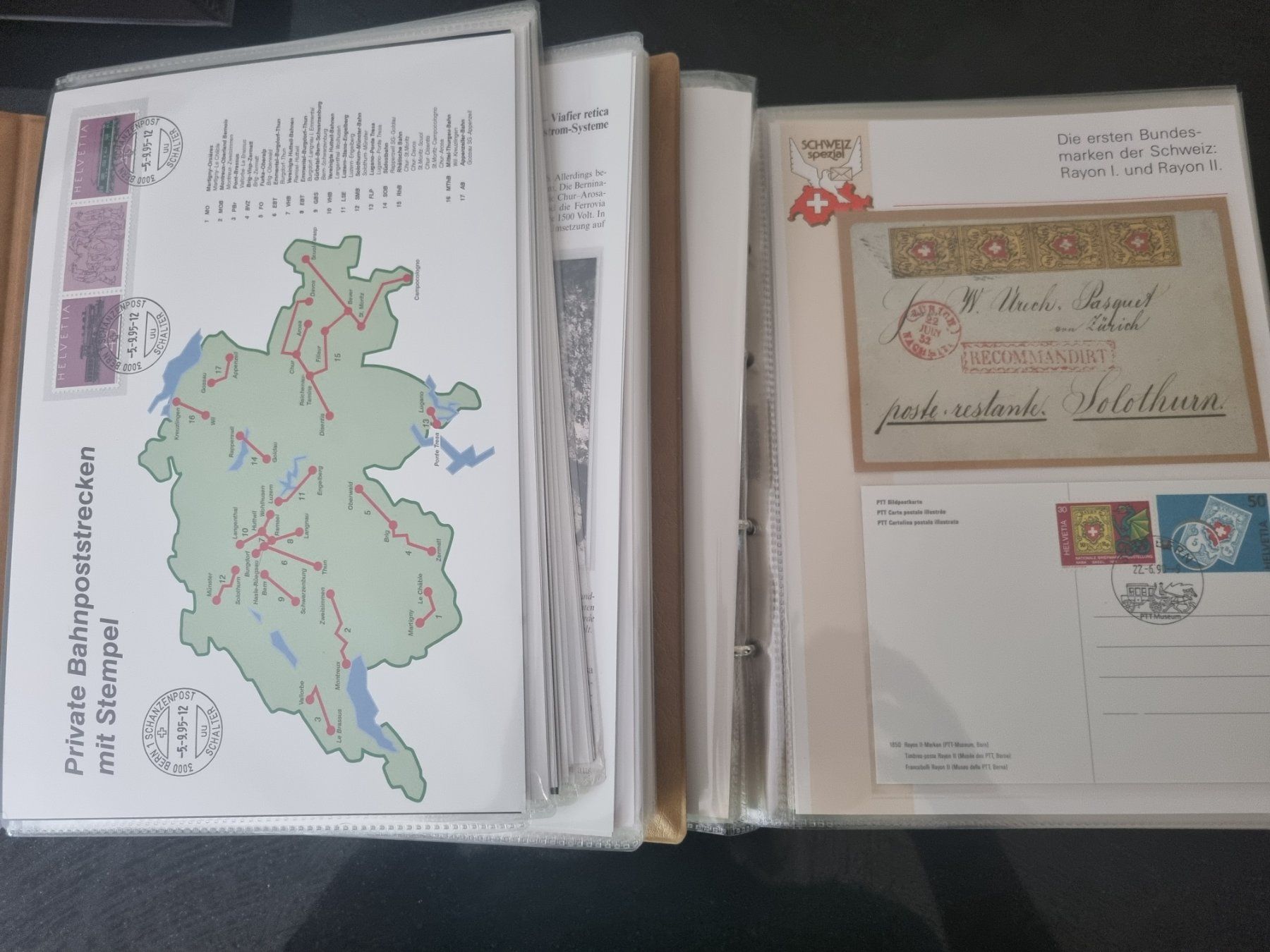Tutti i francobolli: 2 Luxusalben "Schweiz Spezial" + CH Bahnpost Stempel – Usato da Gümligen venduto da Geniusbuy 1