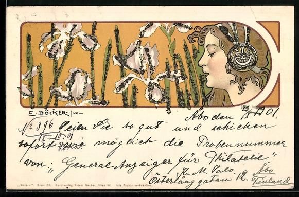 Cartes postales: E. Döcker: Dame mit elegantem Kopfschmu – D'occasion à Berlin par bartko-reher