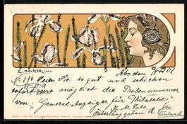 E. Döcker: Dame mit elegantem Kopfschmu