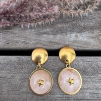 Vergoldete ROSENQUARZ Ohrhänger Rosé Stern