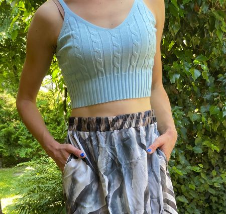 Top estivo di viscosa a maglia in colore azzurro S/M- nuovo
