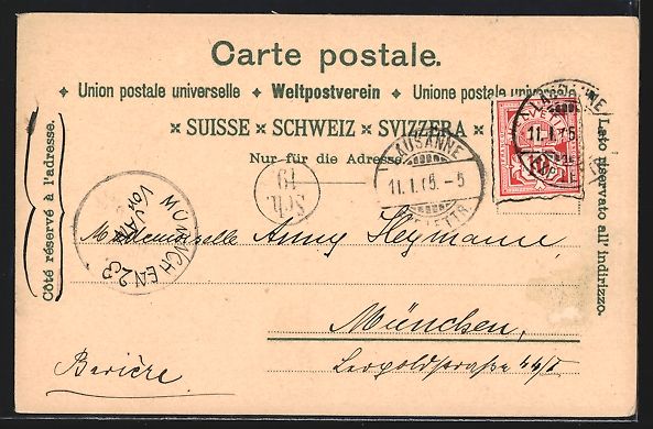 Cartoline postali: Litho Lausanne, Hotel Beau-Site, Barque  – Usato da Berlin venduto da bartko-reher 1