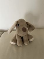 Stofftier Hund braun klein guter Zustand