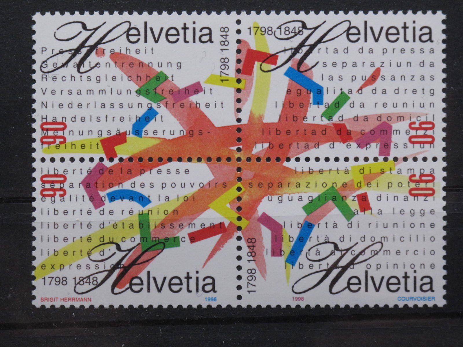 Tous les timbres: CH 1998 150J.Bundesstaat 4er BL ** – D'occasion à Wil SG par fva01