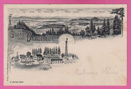 Gruss vom Bachtel gel 1905 2-Bild Karte