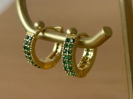 Luxus Elegante Mini Ohrstecker Farbe :Gold / Grün