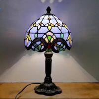 Lampe de Table vintage  en verre et résine style Tiffany