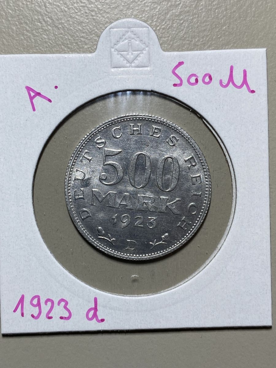 Tutti le monete: Allemagne - 500 mark - 1923 D -  – Usato da Payerne venduto da Mike1682