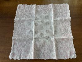 Taschentuch weiss rosa Blumenmuster
