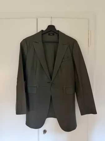 Theory Blazer leather olive green
