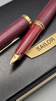 18K Goldfeder Sailor Vintage Leder Füllfederhalter Box