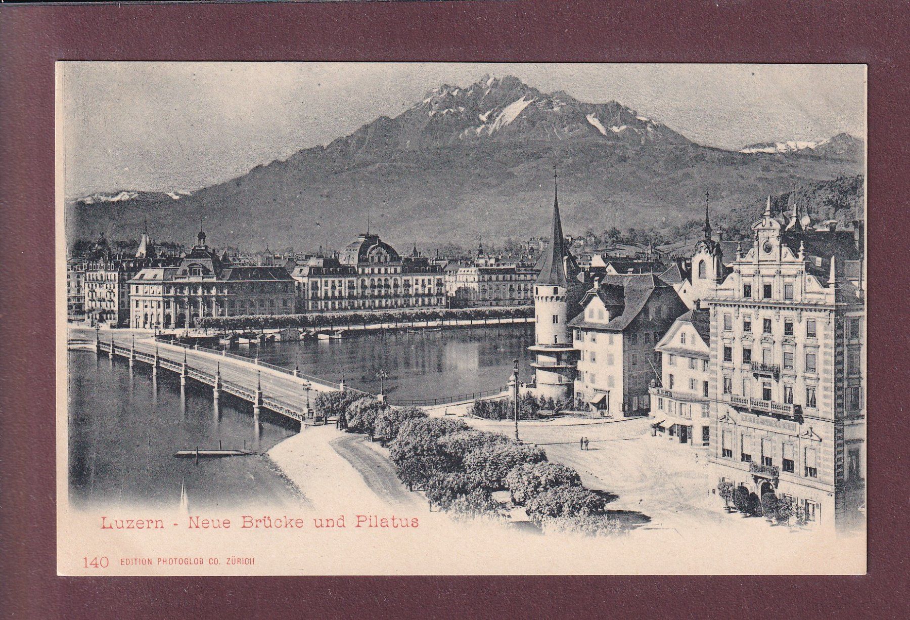 Cartoline postali: LUZERN - Neue Brücke - Pilatus – Usato da Pully venduto da nicecards