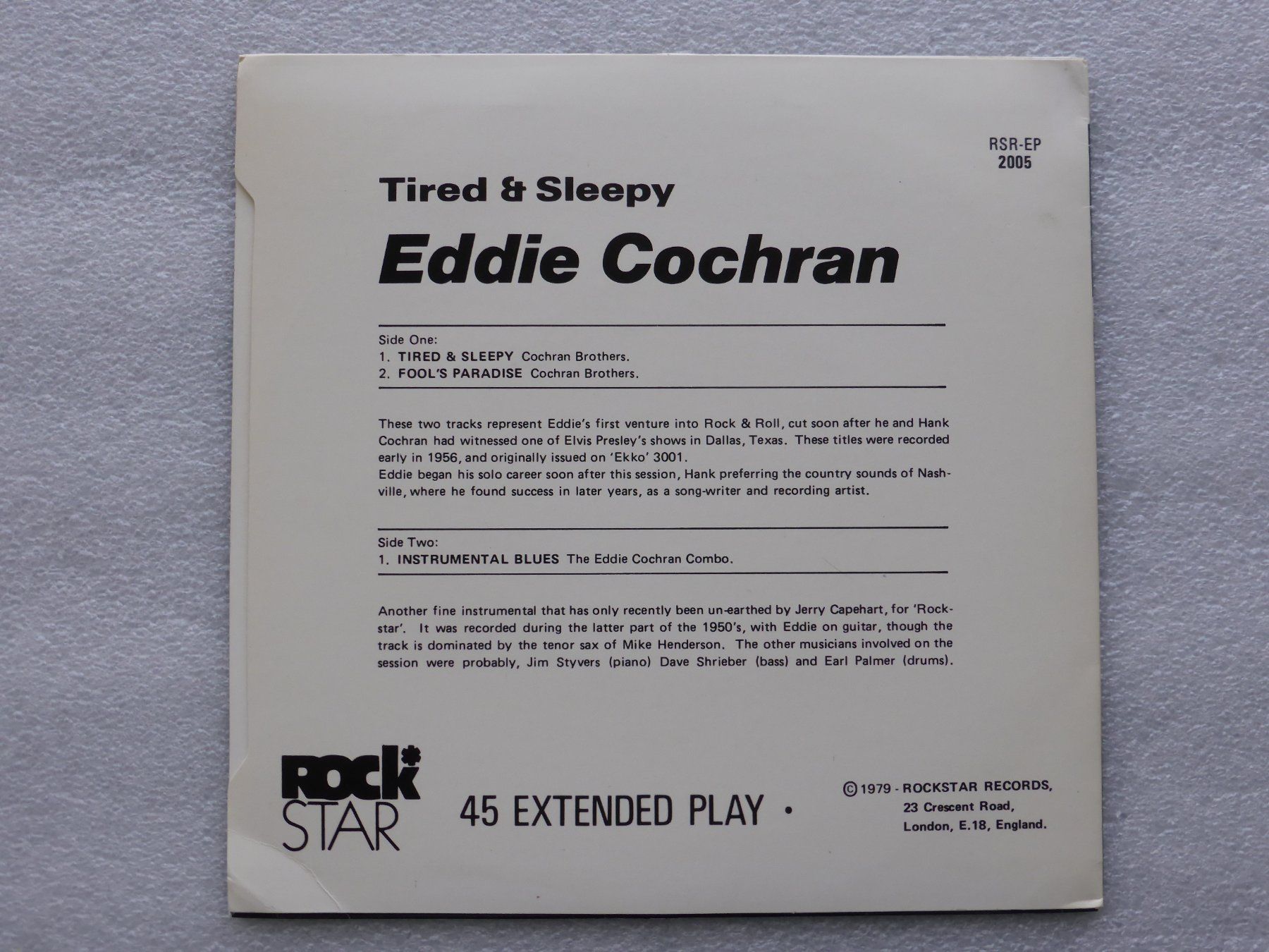 Dischi in vinile: Vinyl Single  EP  EDDIE COCHRAN – Usato da Küssnacht am Rigi venduto da Mondkinder 3