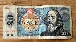 20 Kronen Tschechoslowakei Banknote Jahrgang 1988 Rarität