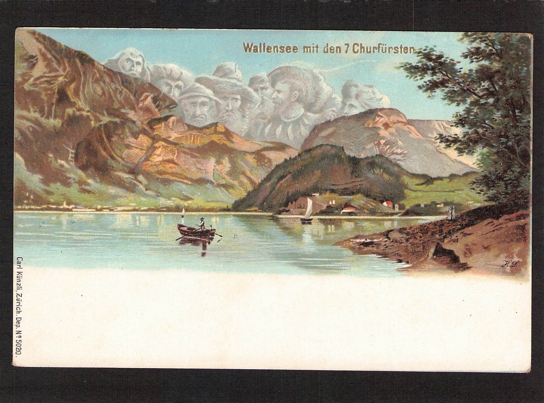 Ansichtskarten: Hist. Chromo Litho Bergesichter Churfirsten , Walensee – Gebraucht aus Reichenburg von Pipo-67