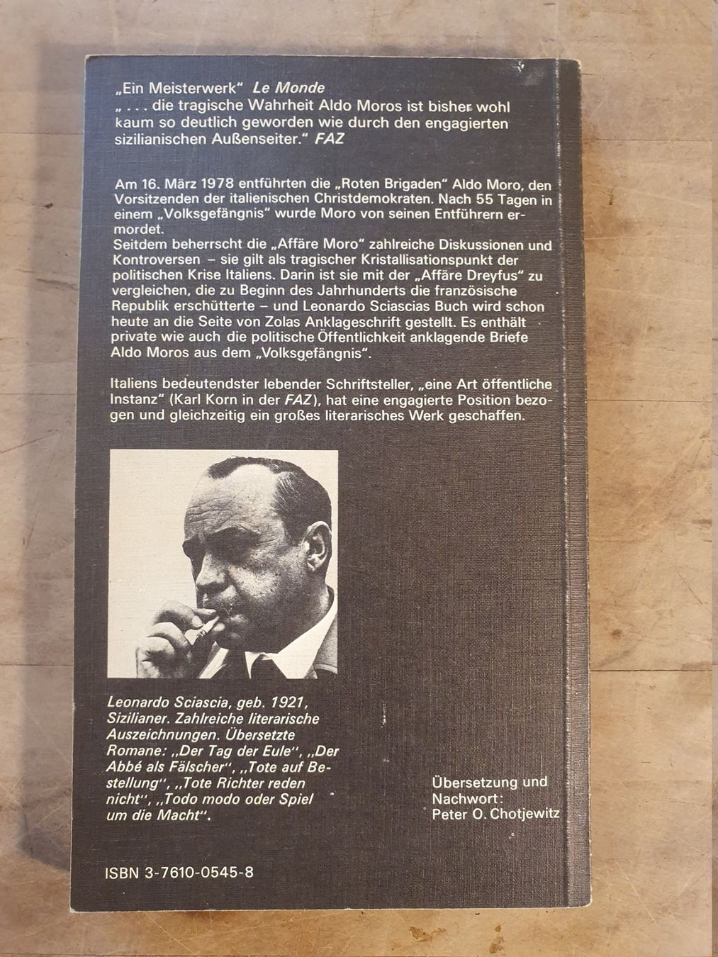 Libri: Die Affäre Moro Leonardo Sciascio Autoren Edition – Usato da Zürich venduto da loosebone 1