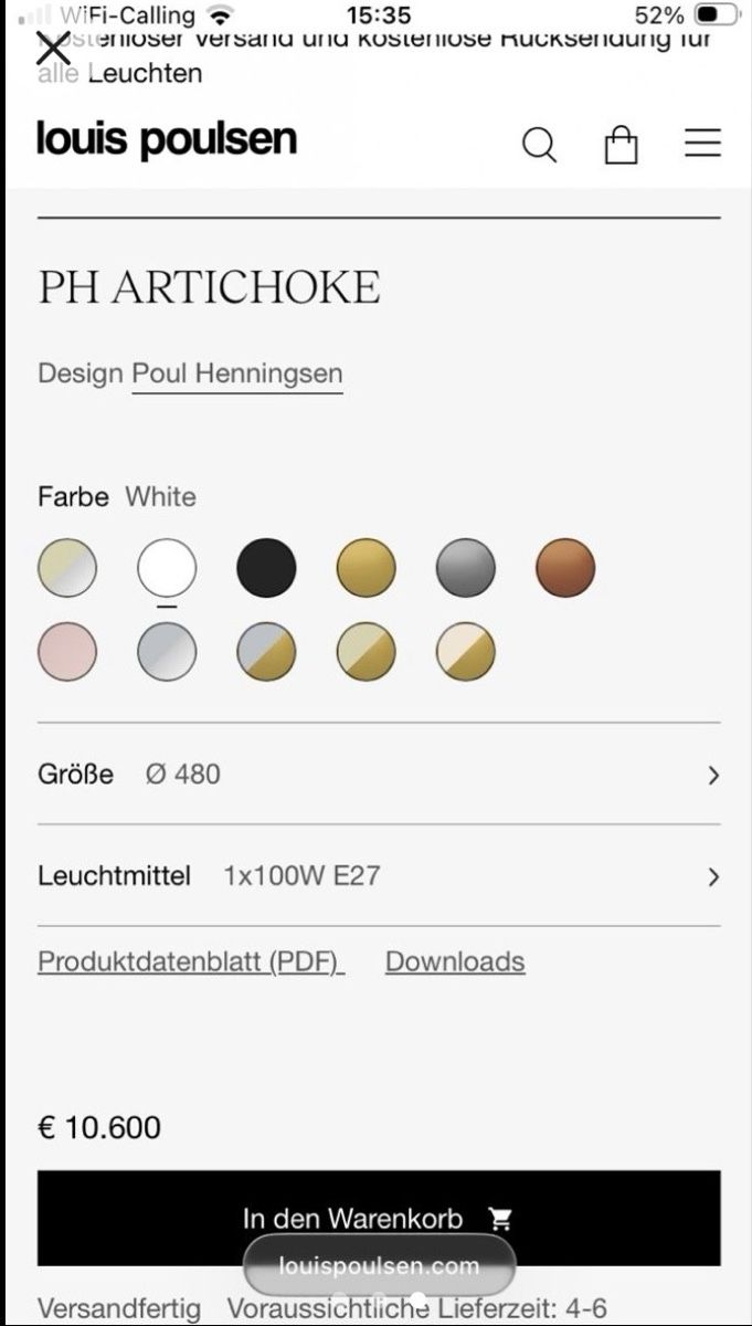 Louis Poulsen Lampadari & plafoniere: PH Artichoke in Weiss ORIGINAL – Usato da Geuensee venduto da diegito_87 2