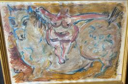 Kunstsammlung-Zirkus Pferd Mischtechnik 74 x 94 signiert 67