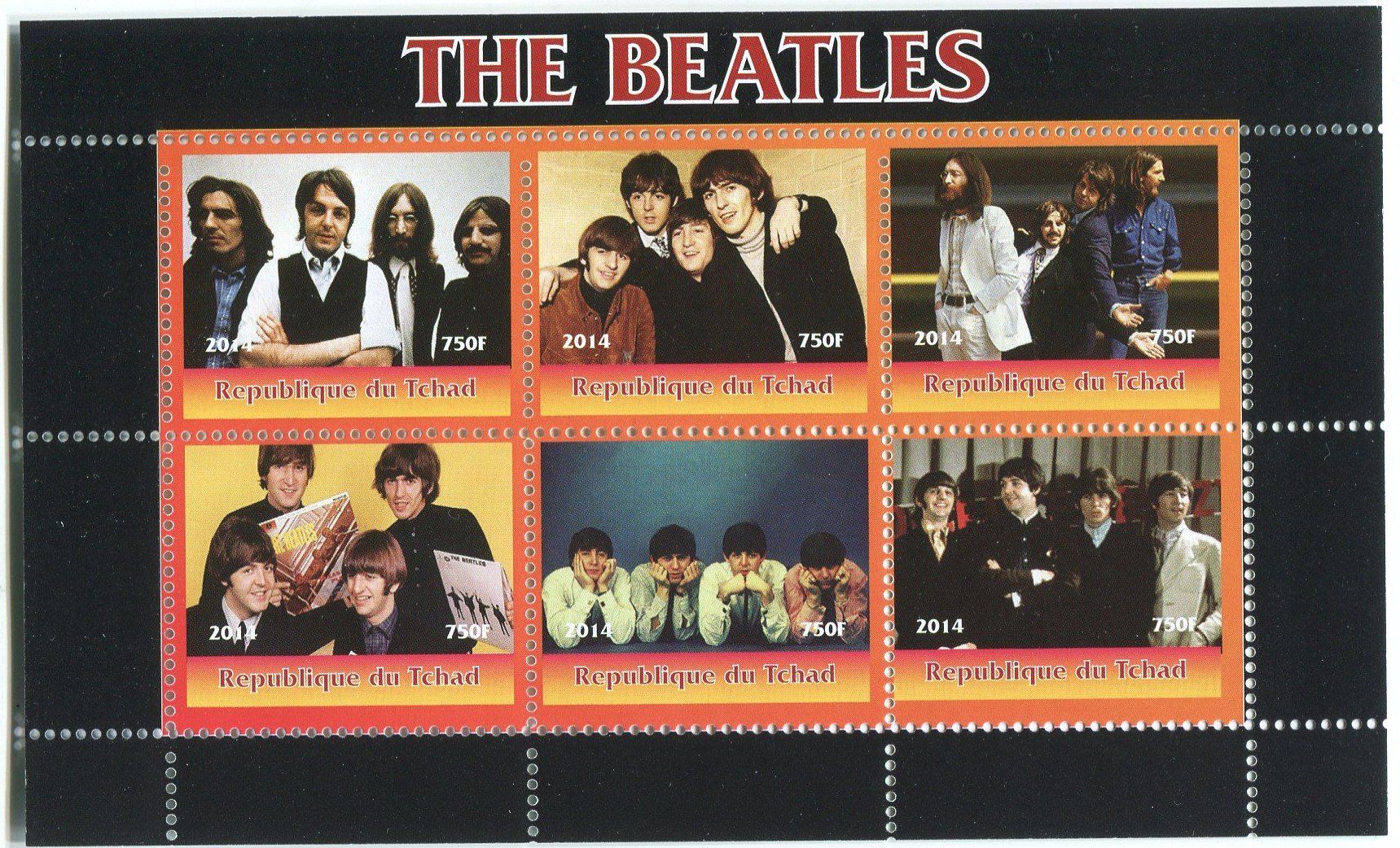 Alle Briefmarken: Block "The Beatles". Tschad. – Neu und originalverpackt aus Basel von Butsch5