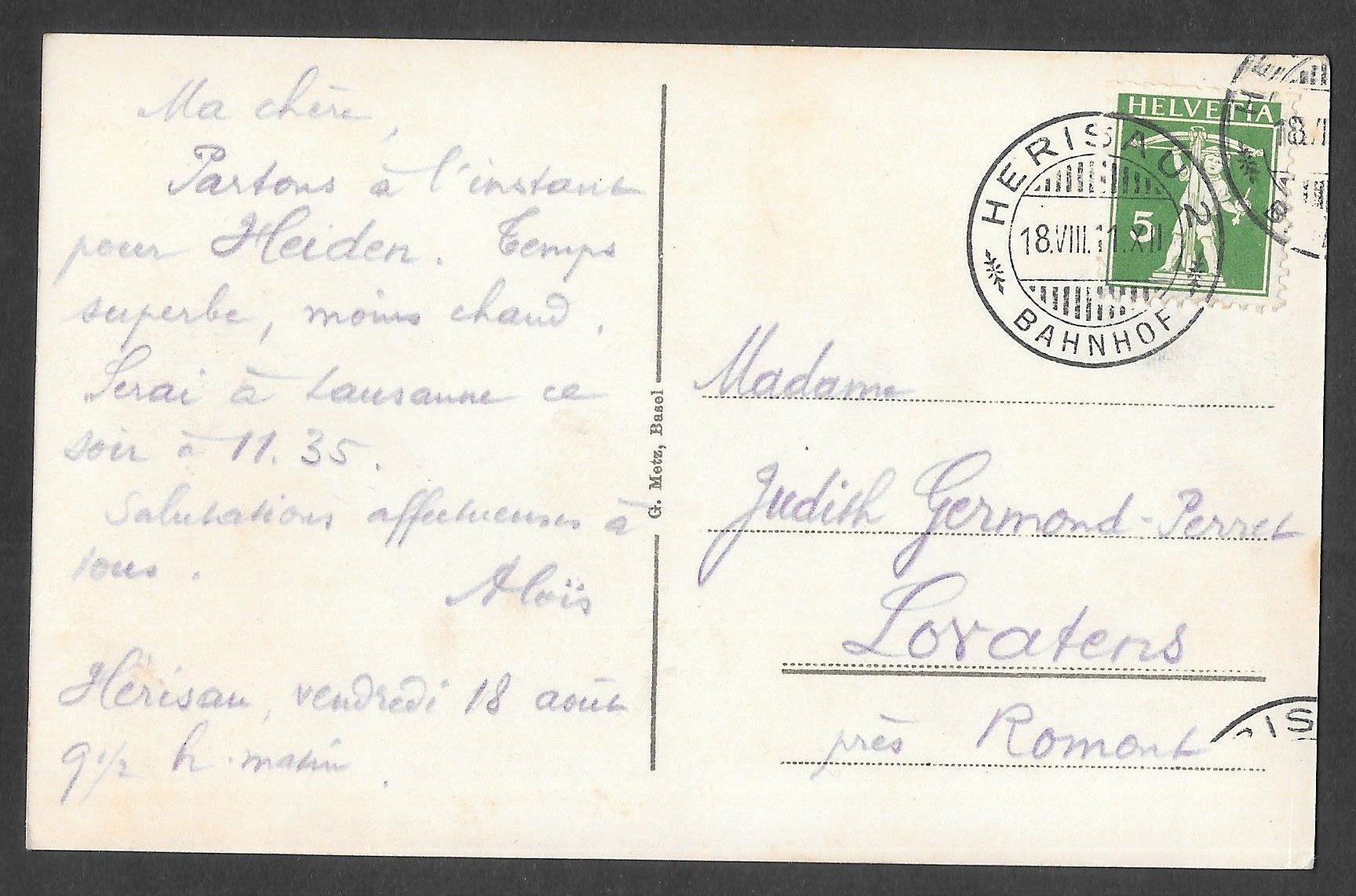 Cartoline postali: Herisau Teilansicht mit Säntis – Usato da Olten venduto da clotaldi 1