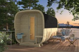Sauna Cube Pure 219 × 390cm | Unbehandelt | 38 mm | + Ofen