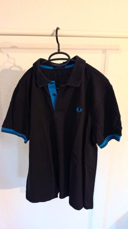 Fred Perry Langarm-Polo, Schwarz/blau, Gr. L