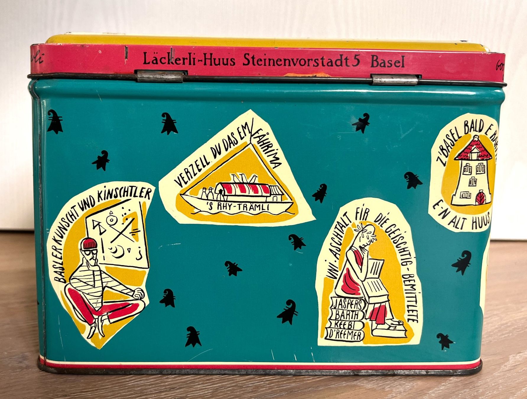 Dosen: Rare Blechdose  "Läckerli-Huus, Basel" (André Klein) 1957 – Gebraucht aus Rothrist von Brandystar 5