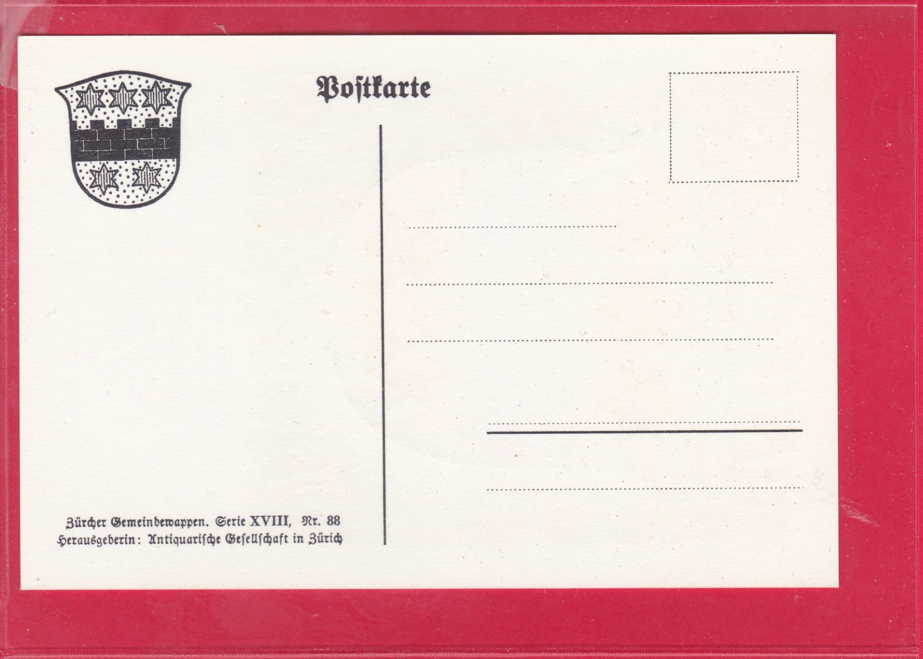 Ansichtskarten: ZÜRCHER GEMEINDEWAPPEN, HOFSTETTEN – Gebraucht aus Oberrieden von Gebirgsstelze 1