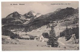 St. Moritz, Meierei, Aussicht See und Dorf, geschätzt 1910