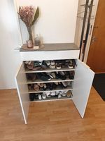 Schuhkommode, weiss mit grau