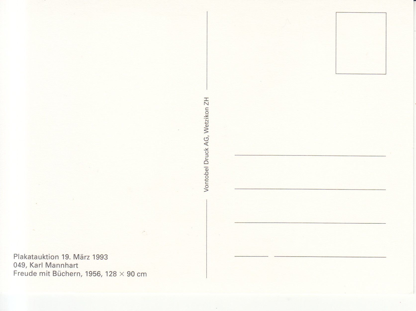 Cartes postales: Bücher 1956 , Plakatauktion 1993 – Neuf (Voir description) à Bürglen TG par StampGraf 1