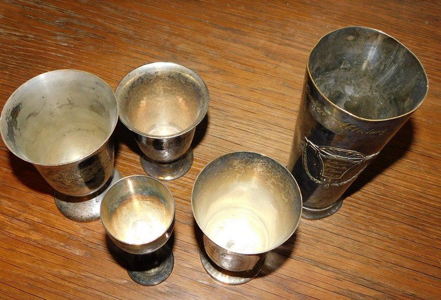 Sonstiges zum Sammeln & Seltenes: Alte Pokale versilbert, 5 Stück – Gebraucht aus Villnachern von Niggo0
