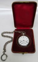Taschenuhr mit Box Longines Silber 900 Uhrenkette silber 800