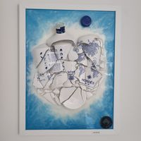 Nordés Gin Flasche Kunstwerk Assemblage gerahmt Unikat