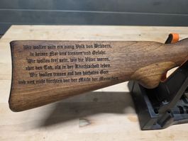 Langgewehrschaft mit Rütlischwur-Gravur zu verkaufen Schöner