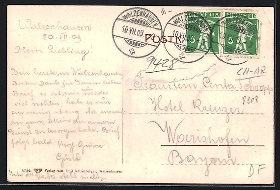 Cartes postales: Walzenhausen, Kirchenplatz mit Brunnen – D'occasion à Berlin par bartko-reher 1