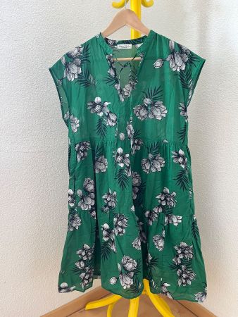 Marc O'Polo Sommerkleid, Gr. 34, Grün mit Blumenmuster, Top!