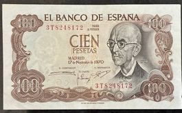 Spanien 100 Peseten Banknote von 1970, Manuel de Falla