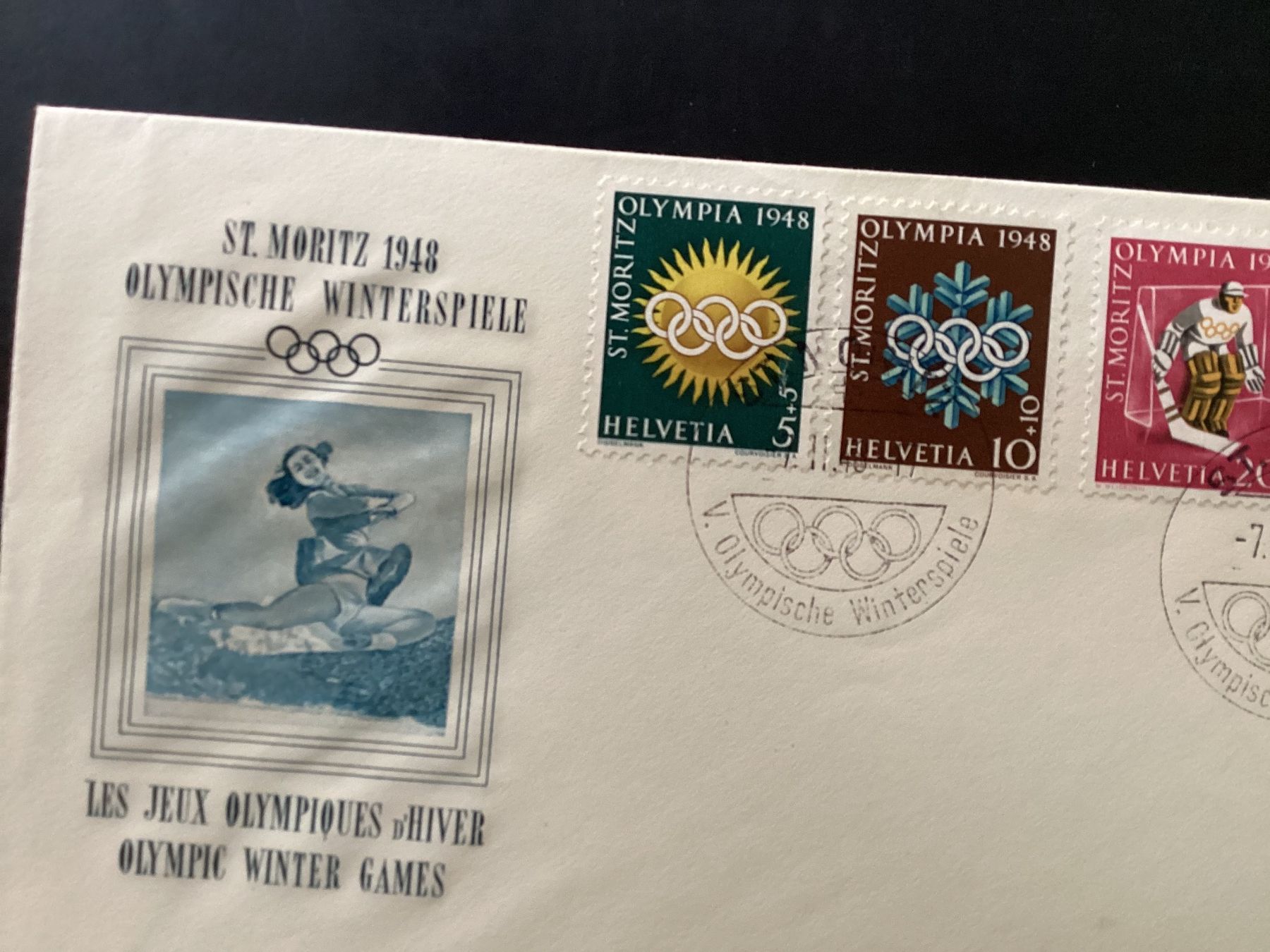 Alle Briefmarken: St Moritz 1948 Olympische Winterspiele Brief Briefmarken – Gebraucht aus Bütschwil von sru2005 2