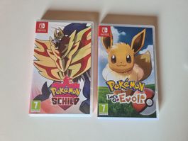2 Nintendo Switch Games Pokemon Schild und Let's Go Evoli