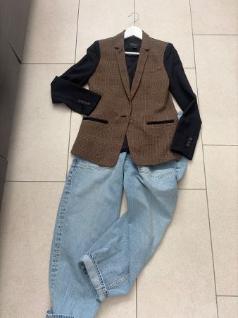 Club Monaco Sakko dunkelblau/braun karr. Größe 2 neuwertig