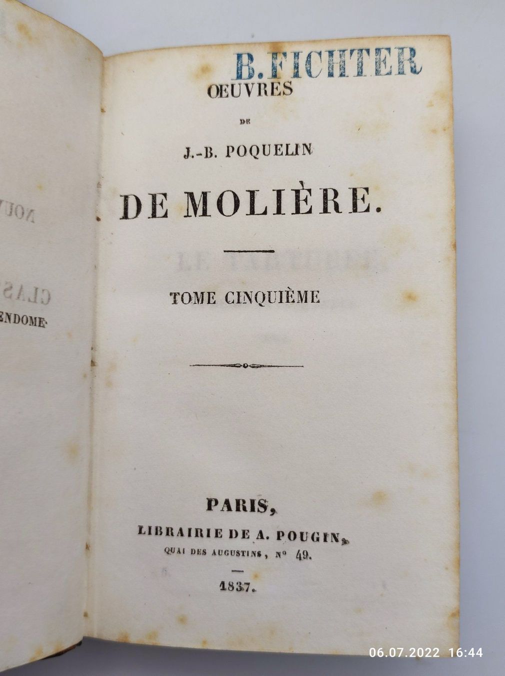 Bücher: MOLIERE - OEUVRES - PARIS 1837 – Gebraucht aus Goldach von Gaip