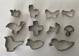 Guetzli Ausstecher Konvolut 11 Stk Hahn Pilz Reh Ente Kreuz