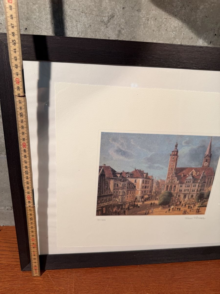 Dipinti: Hans Perner Print - Charming City Scene, Signed – Usato da Lausanne venduto da vas_cdb2 9