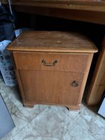 Wooden Side Table with Drawer and Cabinet Used